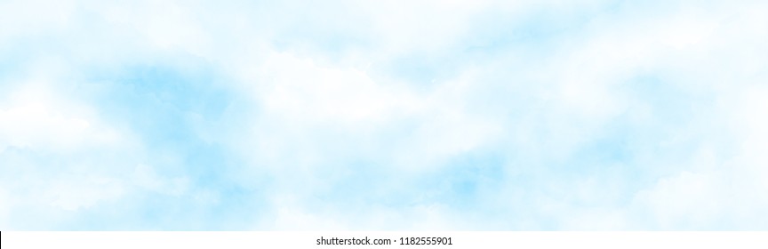 abstract watercolour painting blue sky overcast above the cloud in panorama view beautiful cloudscape for background - Shutterstock ID 1182555901