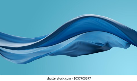 Abstract Wave Cloth Movement Dynamic Blue Color Over Sky Tone Background