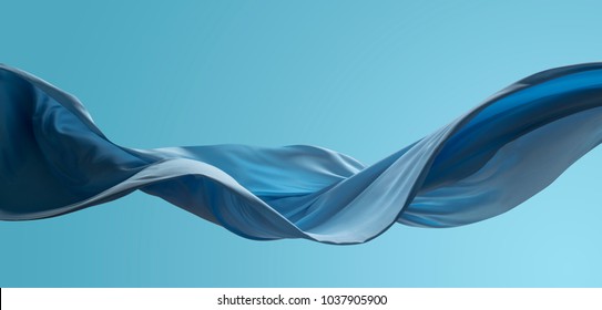 Abstract Wave Cloth Movement Dynamic Blue Color Over Sky Tone Background