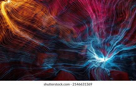 Abstract Wave Of Digital Weave Lines Connecting Network Dots And Dark Background . Modern 3D Mesh Pattern Design Geometric Showing Futuristic Computer Science Technology Concepts .