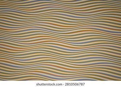 Abstract wavy line pattern with optical illusion effect. Retro moire texture background with illuminated waves and geometric distortion.
