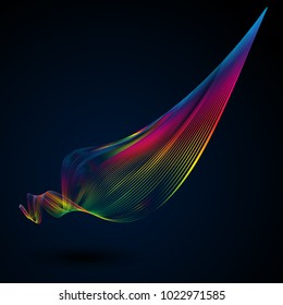 Abstract wavy lines on a dark background Futuristic technology illustration design The pattern of the wave line Abstract modern background for advertising templates web business Design element Raster - Shutterstock ID 1022971585