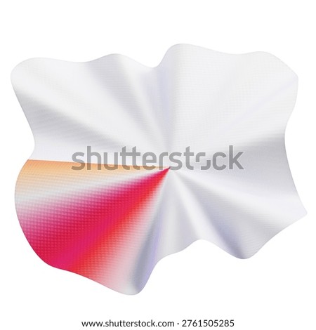 Abstract wavy white surface with gradient pink and orange corner