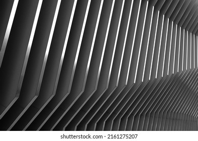 Abstract white black gray metal wall, 3D metal futuristic surface, modern building design