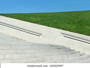 Abstract White Granite Stairs Railings On Stock Photo 653529397 ...