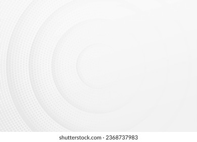 Abstract white and gray color geometric round shape background concept. Halftone dots design background. Modern and simple radial pattern.