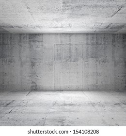 Abstract white interior of empty room with concrete walls