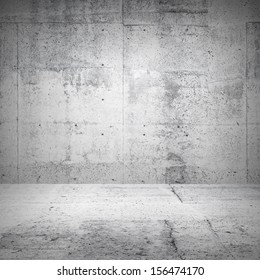 Abstract white interior of empty room with concrete walls and floor