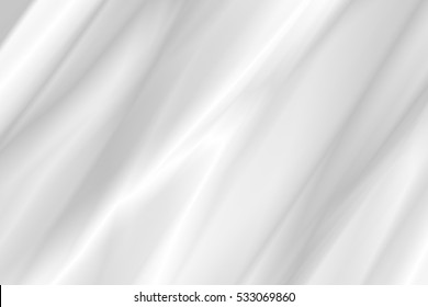 Abstract White Luxury Fabric Cloth, Wave Or Wavy Folds Of Grunge Silk Texture Satin Material   Background