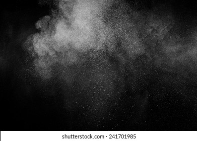 Abstract White Powder Explosion  On Black Background