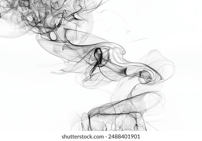 Abstract White Smoke Swirls Over Black Background, High-Quality Royalty-Free Stock Photo