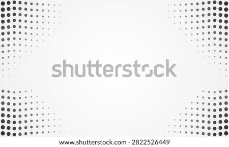 Abstract white vector background featuring black halftone dot pattern corners.