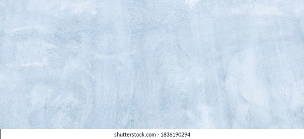 Abstract Wide Angle light blue stucco Background. Wall building Close up. Rough Surface plaster Texture With Copy Space for design