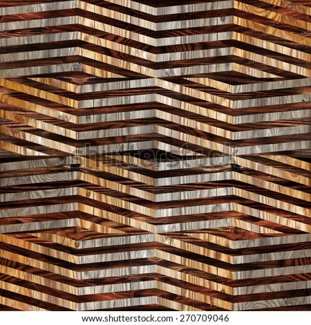 Abstract winding pattern - zig zag chevron style - decorative panels - Interior Design wallpaper - seamless background - wood floors