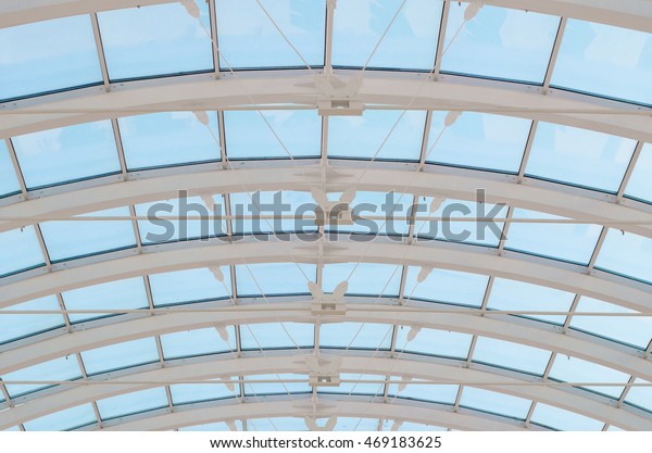 Abstract Windows Glass Ceiling Business Center Stock Image