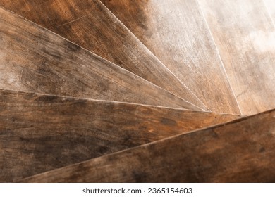 Abstract wooden interior background. Empty wooden stairs, top view with selective focus - Powered by Shutterstock