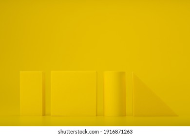 Abstract yellow background with yellow geometric figures. Concept of minimalistic monochromatic backgrounds  - Shutterstock ID 1916871263