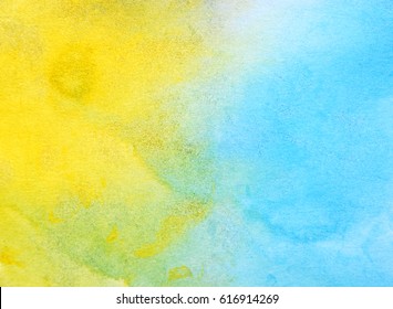 Abstract Yellow And Blue Watercolor Paper