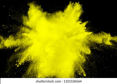 abstract yellow dust explosion on  black background