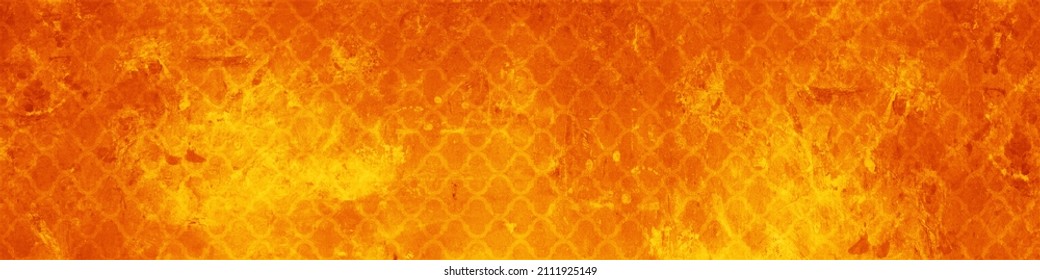 Abstract Yellow Orange Cement Stone Concrete Paper Textile Wallpaper Texture Background Banner Panorama, With Diamond Rhombus Lozenge Shape Pattern Print