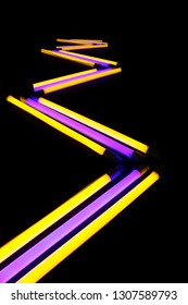 Abstract Zigzag Neon Light Path