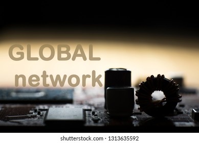 Abstract,close up of Mainboard Electronic computer background.
(Global network)