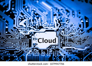 Abstract,close up of Mainboard Electronic computer background.(Cloud storage)