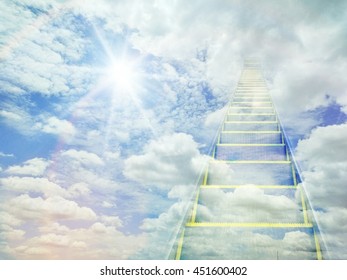 Abstract,Escalator,Up and down escalators on sky background. - Shutterstock ID 451600402