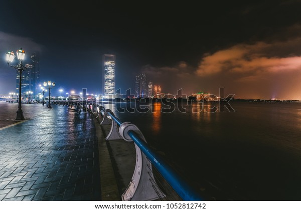 Abu Dhabi Corniche Cityscape Night Abudhabi Stock Photo Edit Now