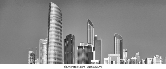 Abu Dhabi Skyline And Skyscrapers On A Sunny Day, UAE