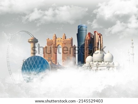 Abu Dhabi skyline United arab emirates city view with clouds