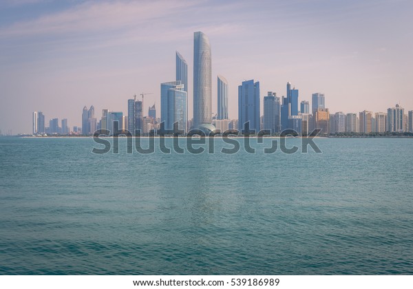 Abu Dhabi Skyline View Corniche Beach Stock Photo Edit Now 539186989