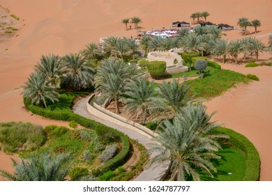 Abu Dhabi, UAE -01 October 2019: Qasr Al Sarab Luxury And Beautiful Resort In The Abu Dhabi Desert.