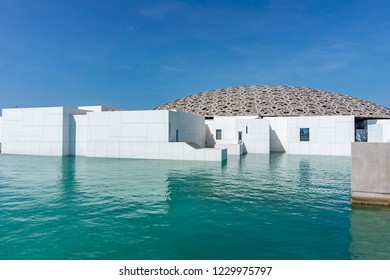 Abu Dhabi / UAE - 01.11.2018 : Architecture Of Louvre Art Museum In Abu Dhabi