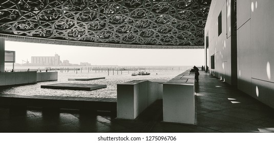 Abu Dhabi, UAE - 2018 - Louvre Abu Dhabi is an art and civilization museum, part of a 30 year agreement between the city of Abu Dhabi and France,  located on the Saadiyat Island Cultural district  