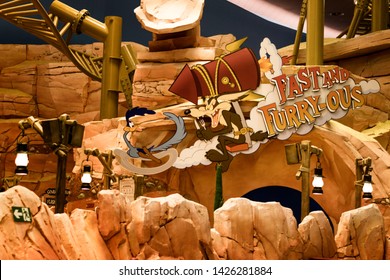 Abu Dhabi, Abu Dhabi, UAE - April 11, 2019 - Coyote And The Road Runner Attraction, Warner Brothers World Abu Dhabi