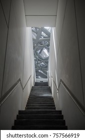 Abu Dhabi, UAE - April 17, 2017: Louvre Abu Dhabi Interior During Construction