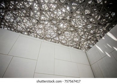 Abu Dhabi, UAE - April 17, 2017: Louvre Abu Dhabi Interior During Construction