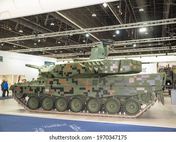 Abu Dhabi, UAE - Feb.22.2017: Rheinmetall Leopard 2 PL Main Battle Tank For Polish Armed Forces In IDEX 2017