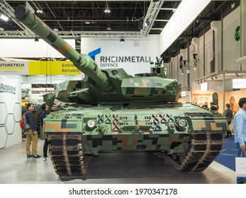 Abu Dhabi, UAE - Feb.22.2017: Rheinmetall Leopard 2 PL Main Battle Tank For Polish Armed Forces In IDEX 2017