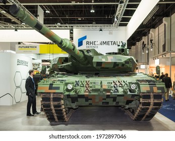 Abu Dhabi, UAE - Feb.22.2017: Rheinmetall Leopard 2 PL Main Battle Tank For Polish Armed Forces In IDEX 2017