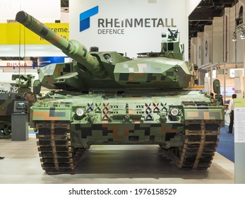 Abu Dhabi, UAE - Feb.22.2017: Rheinmetall Leopard 2 PL Main Battle Tank For Polish Armed Forces In IDEX 2017