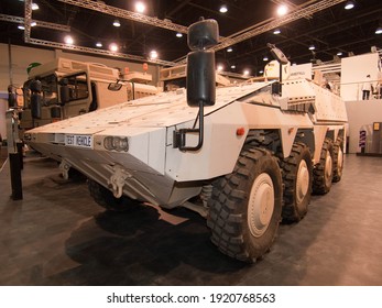 Abu Dhabi, UAE - Feb.23. 2011: Rheinmetall Landsysteme Boxer Armoured Transport Vehicle At IDEX 2011 Military Exibition 