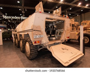 Abu Dhabi, UAE - Feb.23. 2011: Rheinmetall Landsysteme Boxer Armoured Transport Vehicle At IDEX 2011 Military Exibition 