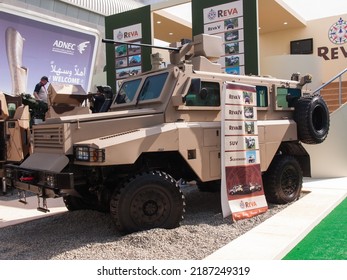 Abu Dhabi, UAE - Feb.23. 2011: South African ICP(Integrated Convoy Protection) REVA III 4x4 MRAP Armoured Vehicles In IDEX 2011 Military Exibition