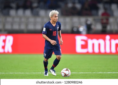 Abu Dhabi, UAE - Jan 6 2019: Chanathip Songkrasin In Action During AFC Asian Cup 2019 Between Thailand And India At  Al Nahyan Stadium In Abu Dhabi, UAE.