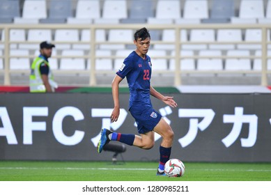 Abu Dhabi, UAE - Jan 6 2019: Supachai Jaided In Action During AFC Asian Cup 2019 Between Thailand And India At  Al Nahyan Stadium In Abu Dhabi, UAE.