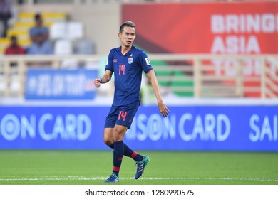 Abu Dhabi, UAE - Jan 6 2019: Sanrawat Dechmitr In Action During AFC Asian Cup 2019 Between Thailand And India At  Al Nahyan Stadium In Abu Dhabi, UAE.