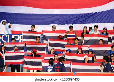 Abu Dhabi, UAE - Jan 6 2019: Supporter Of Thailand During AFC Asian Cup 2019 Between Thailand And India At  Al Nahyan Stadium In Abu Dhabi, UAE.