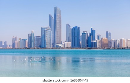 ABU DHABI, UAE - MARCH 04, 2018: Abu Dhabi cityscape during bright sunny day